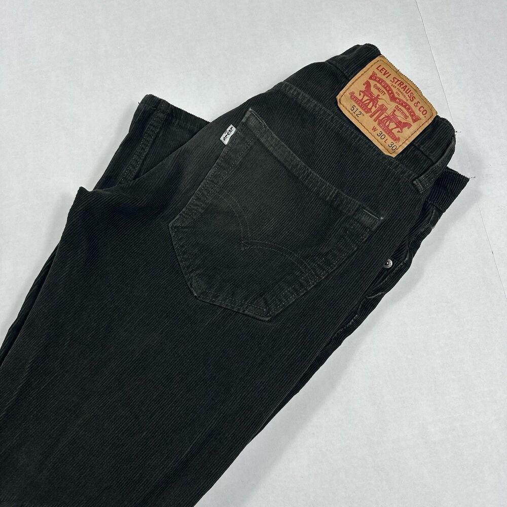 Levi's 512 Slim Fit Mens Corduroy Pants Dark Green Zip Fly Size 30X30